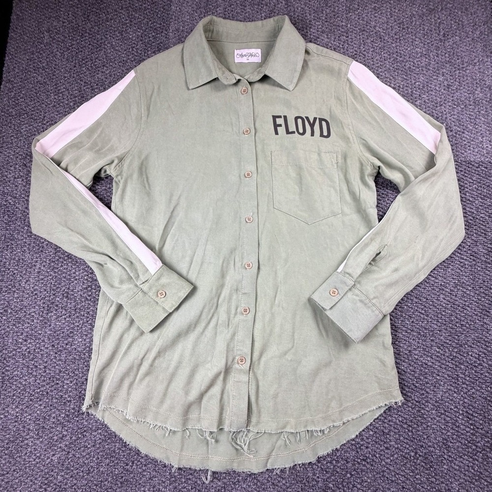Lauren Moshi Womens Pink Floyd Wish You Were Here Button Up Shirt XS Green Raw